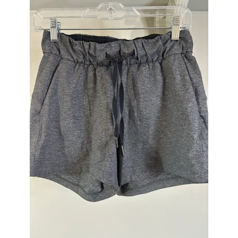LULULEMON‎ Charcoal Gray Drawstring Shorts 2 Training Gym